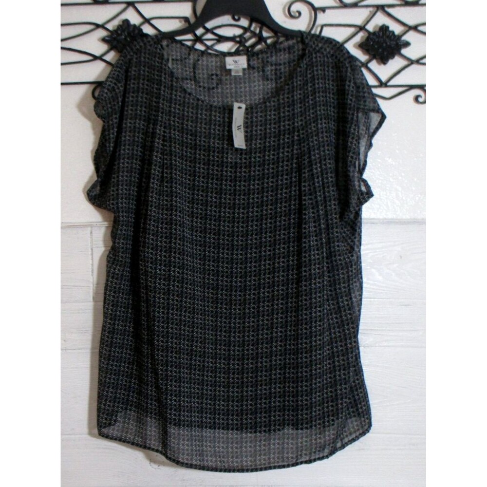 Worthington Women's Top Size 1X Short Sleeve Multicolored Round Neck
